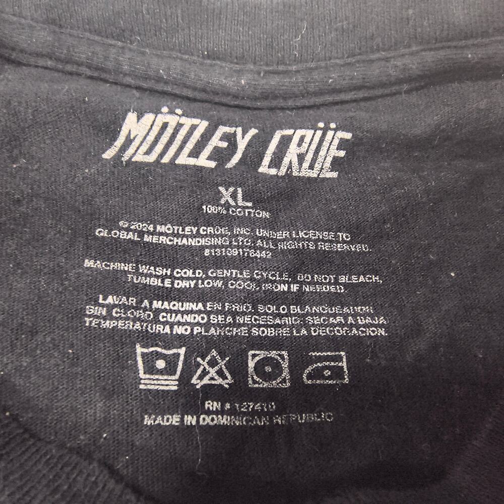 Motley Crue Band Short Sleeve Crew Neck T Shirt Mens Size Extra Large XL Black - Picture 3 of 9